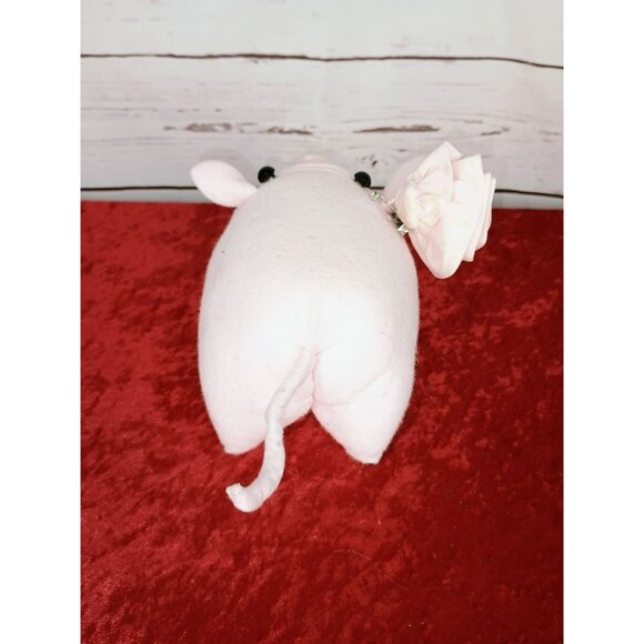 Handcrafted Felt Pig Plush With Rosette Accessories Plush Stuffed Animal Toy - Picture 3 of 5